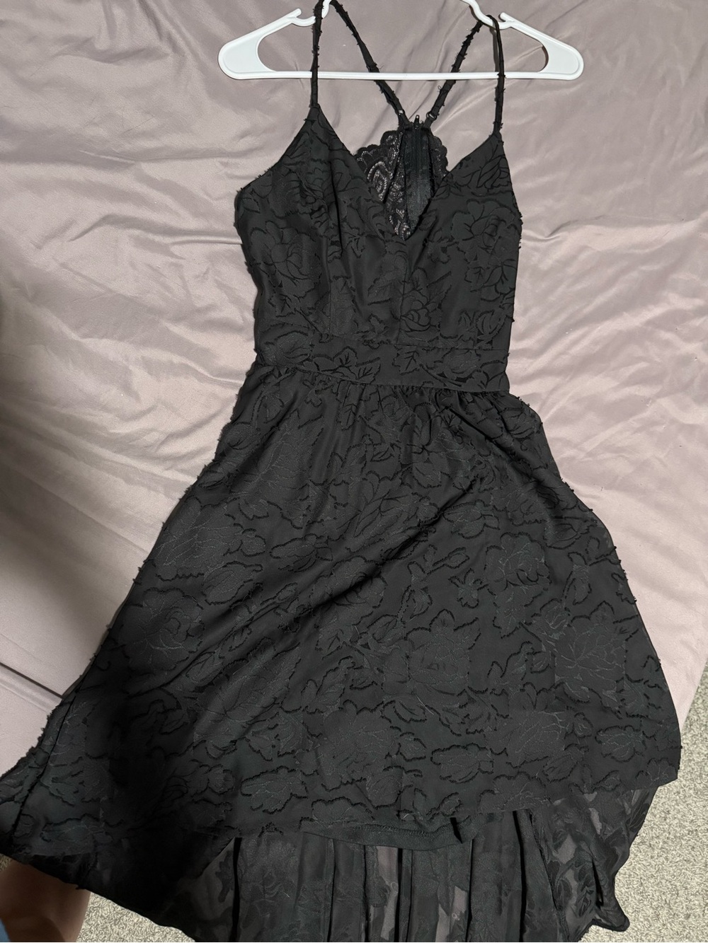 Rue21 Black Floral Lace High-Low Slip Dress